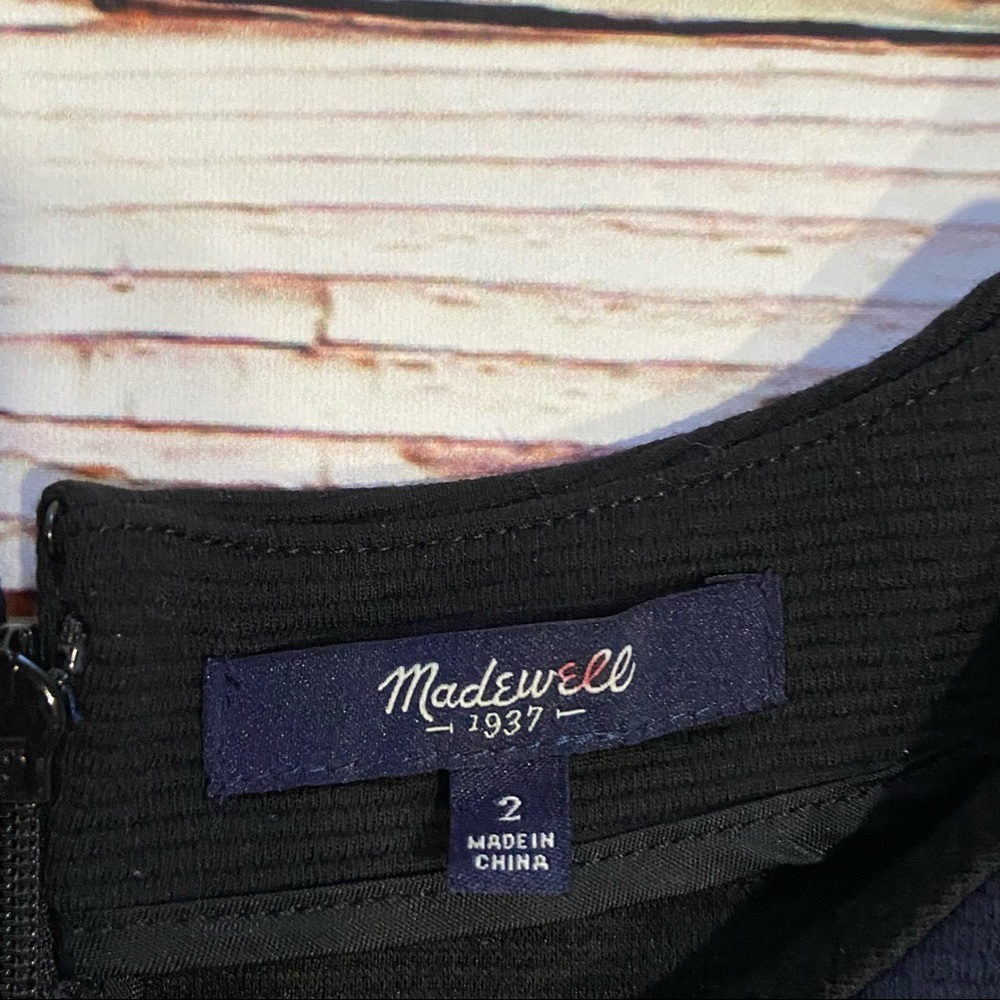 Madewell Gallerist Ponte Dress Colorblock Black Navy Sz 2 - Picture 9 of 13